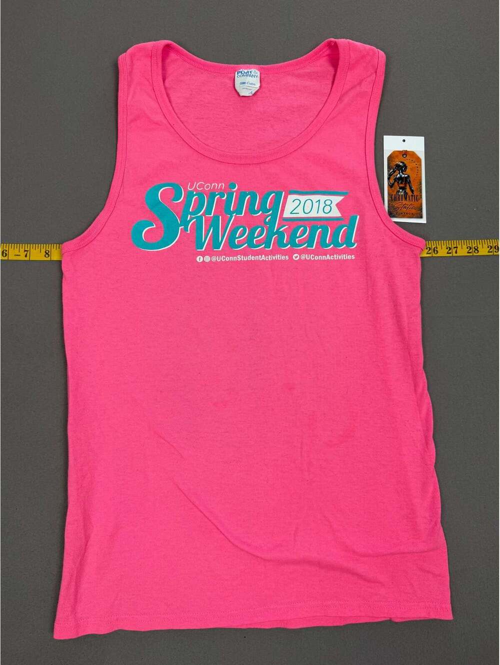 Vintage 2018 UCONN Spring Weekend Hot Pink & Teal Tank Top